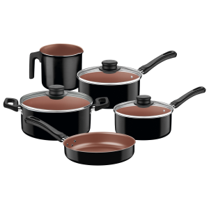 TRAMONTINA,JOGODEPANELAS5PCS,CARIBE,PRETO,SORTIDOS,ALUMINIO